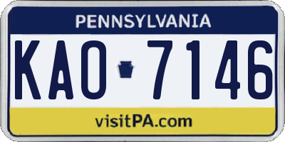 PA license plate KAO7146