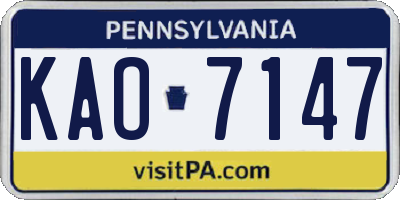 PA license plate KAO7147
