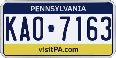 PA license plate KAO7163
