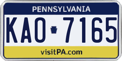 PA license plate KAO7165