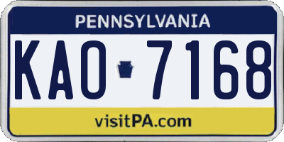 PA license plate KAO7168