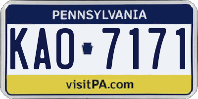 PA license plate KAO7171