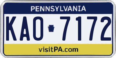 PA license plate KAO7172
