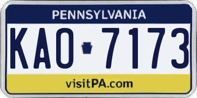 PA license plate KAO7173