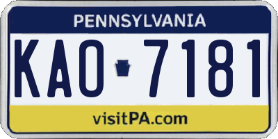 PA license plate KAO7181