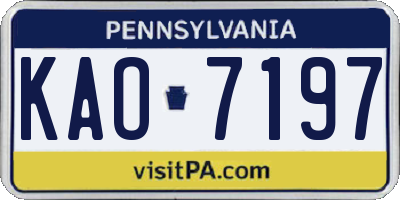 PA license plate KAO7197