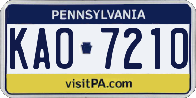 PA license plate KAO7210