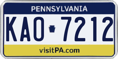 PA license plate KAO7212
