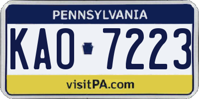PA license plate KAO7223