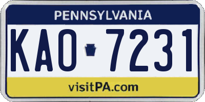 PA license plate KAO7231