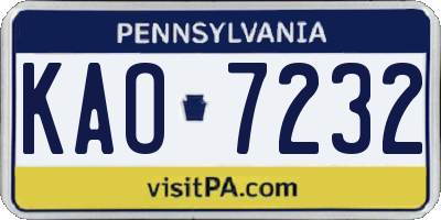 PA license plate KAO7232