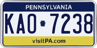 PA license plate KAO7238