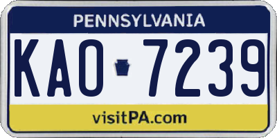 PA license plate KAO7239
