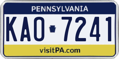 PA license plate KAO7241