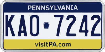 PA license plate KAO7242