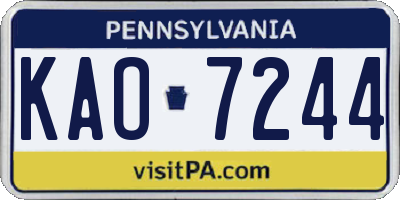 PA license plate KAO7244