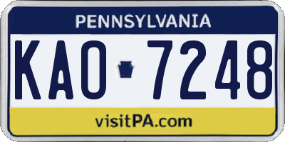 PA license plate KAO7248