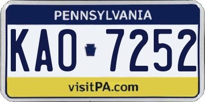PA license plate KAO7252