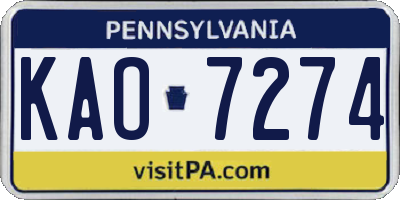 PA license plate KAO7274
