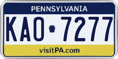 PA license plate KAO7277