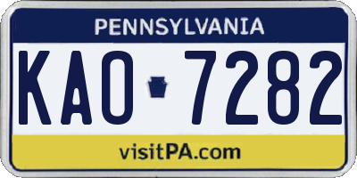 PA license plate KAO7282