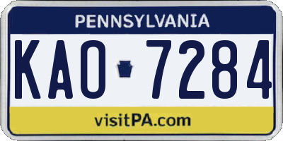 PA license plate KAO7284