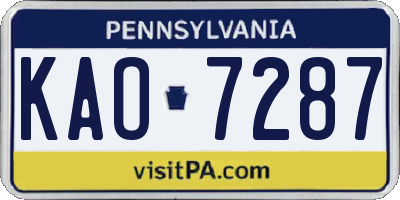 PA license plate KAO7287