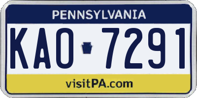 PA license plate KAO7291