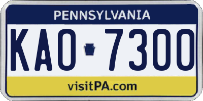 PA license plate KAO7300