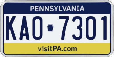 PA license plate KAO7301