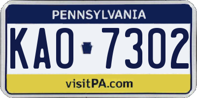 PA license plate KAO7302