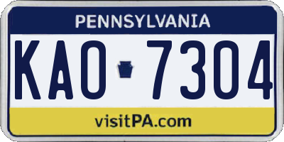 PA license plate KAO7304
