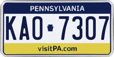 PA license plate KAO7307