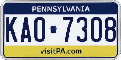 PA license plate KAO7308
