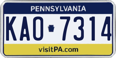 PA license plate KAO7314
