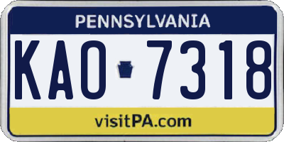 PA license plate KAO7318