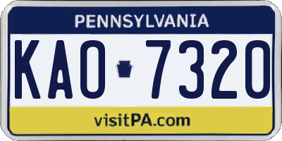 PA license plate KAO7320