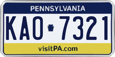 PA license plate KAO7321