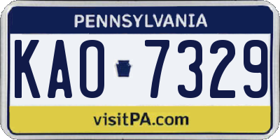 PA license plate KAO7329