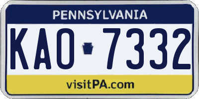 PA license plate KAO7332