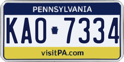 PA license plate KAO7334