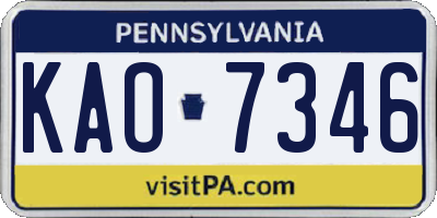 PA license plate KAO7346