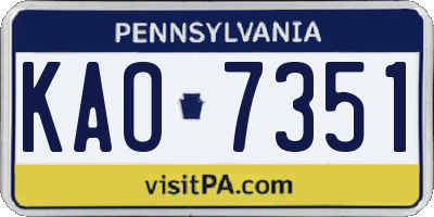 PA license plate KAO7351