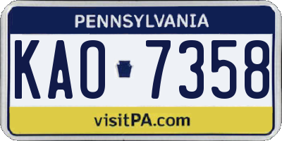 PA license plate KAO7358