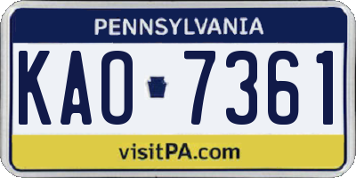 PA license plate KAO7361