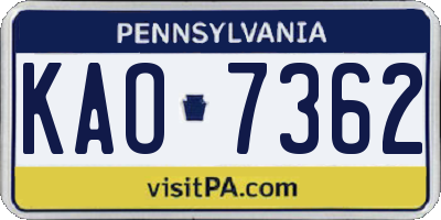 PA license plate KAO7362