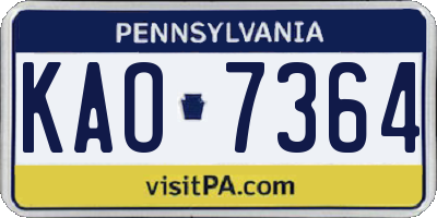 PA license plate KAO7364