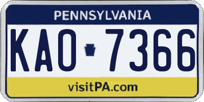 PA license plate KAO7366
