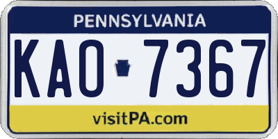 PA license plate KAO7367