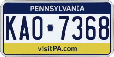 PA license plate KAO7368